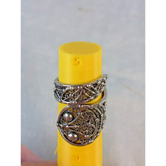Silver Tone Filigree Cuff Style Ring Size 5 Vintage Style Boho Jewelry - Picture 3 of 5